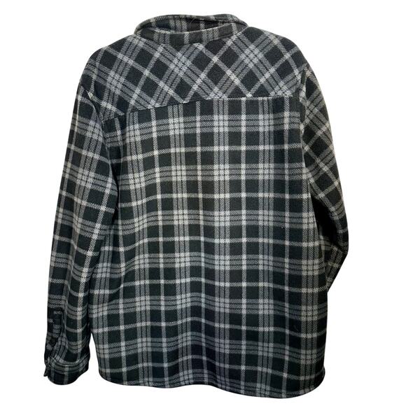 Voyager Remote Fleece Shirt Jacket Mens L Shacket Button Down Blue Plaid Heavy - Picture 2 of 8